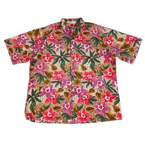 Reyn Spooner Hawaiian Traditional Short Sleeve Shirt Floral Mens‎ Size Large